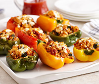 Greek Stuffed Peppers with Spinach and Artichoke