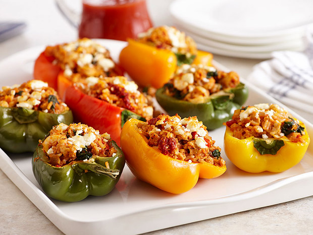 Greek Stuffed Peppers With Spinach & Artichoke Step 4
