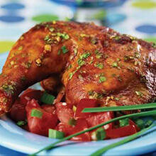 BBQ Chicken with Watermelon and Tomato Salad