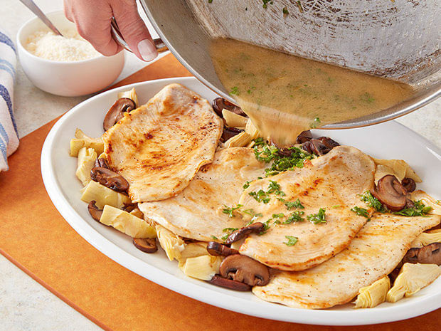 Step 4 Chicken Scallopini with Mushrooms and Artichokes Step 4