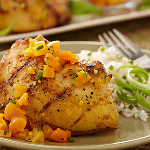 Indian Lemon-Garlic Chicken with Apricot Relish