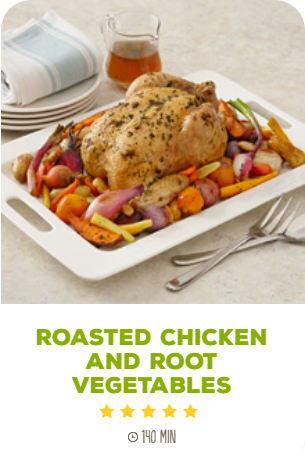 roasted chicken and root vegetables