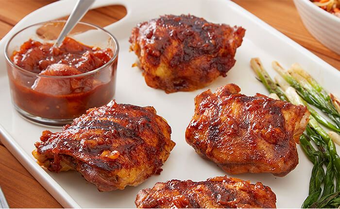 Sweet Tea Brined Grilled Chicken with Peach BBQ Sauce