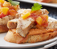 Peach Salsa Chicken Bruschetta Appetizers