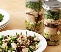 High-Protein Chicken, Kale and Lemon Tahini Salad in a Jar