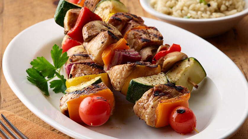 Grilled Rainbow Diced Chicken Kebabs