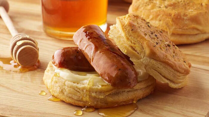Chicken Apple Sausage and Biscuits with Honey Butter