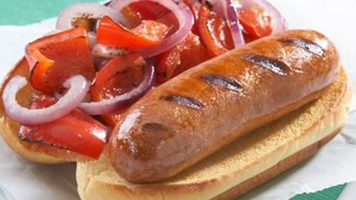 Grilled Italian Sausage with Red Pepper and Red Onions