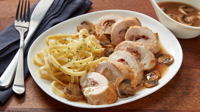 Prosciutto-Stuffed Chicken with Mushroom Sauce