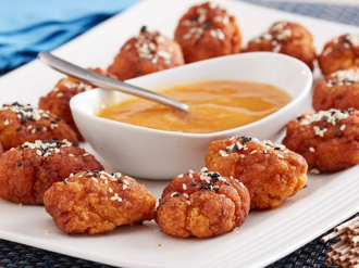 5 Spice Sesame Popcorn Chicken with the Apricot Dipping Sauce