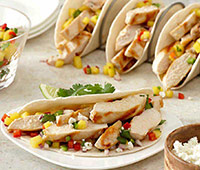 Grilled Chicken Tacos and Spicy Mango Salsa