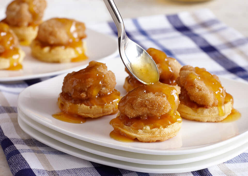 Air Fryer Buttermilk Chicken and Waffle Bites