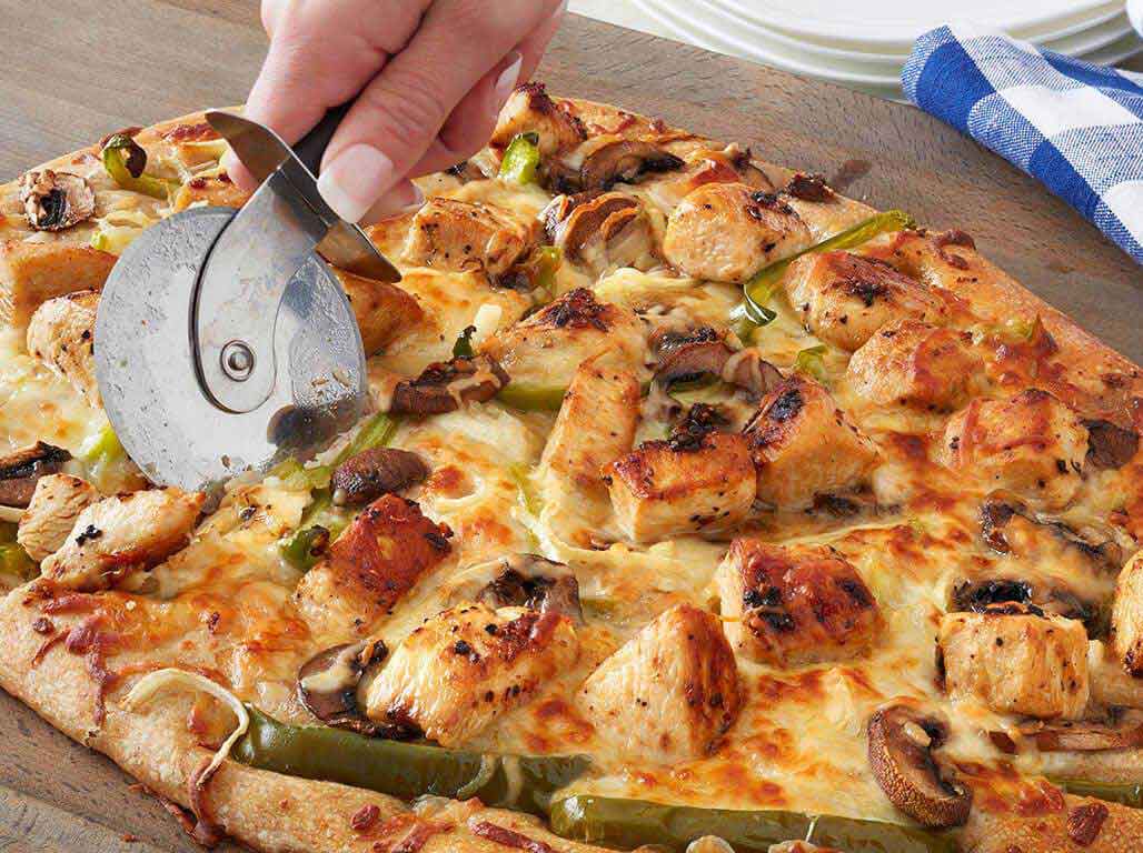 Sheet Pan Chicken Cheese Steak Pizza