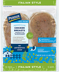 <p>PERDUE® PERFECT PORTIONS® BONELESS SKINLESS CHICKEN BREASTS, ITALIAN STYLE (1.5 LBS.)</p>