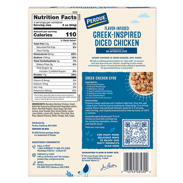 PERDUE® Flavor-Infused Greek-Inspired Diced Chicken