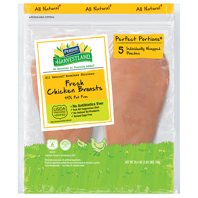 PERDUE® HARVESTLAND® PERFECT PORTIONS® Free Range Boneless Skinless Chicken Breast Individually Wrapped (1.65 lbs.)