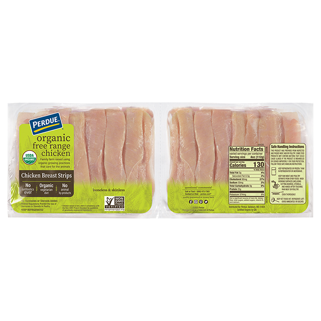 PERDUE® ORGANIC Free Range Trayless Chicken Breast Strips) PERDUE® ORGANIC Free Range Trayless Chicken Breast Strips