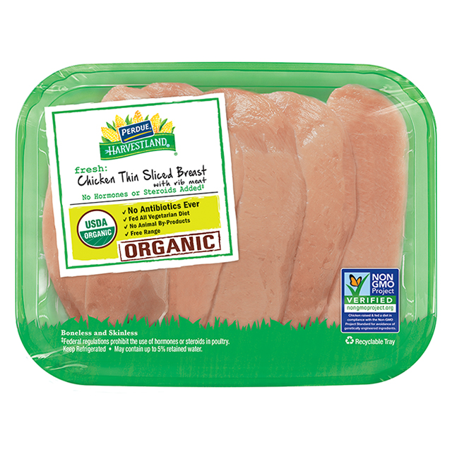 PERDUE® HARVESTLAND® Organic Boneless Skinless Chicken Breasts Thin Sliced