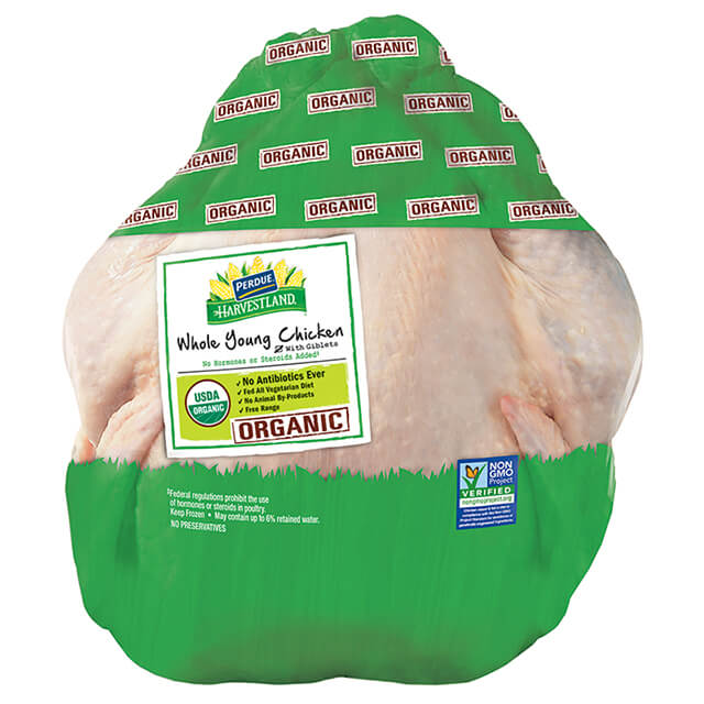 PERDUE® HARVESTLAND® Organic Whole Chicken With Giblets and Necks (3.9-4.6 lbs.)