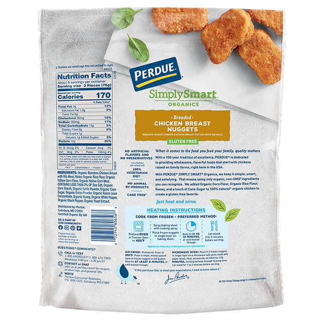 PERDUE® SIMPLY SMART® ORGANICS Breaded Chicken Breast Nuggets Gluten Free (22 oz.) PERDUE® SIMPLY SMART® ORGANICS Breaded Chicken Breast Nuggets Gluten Free (22 oz.)