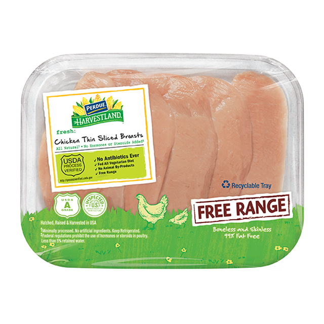 PERDUE® HARVESTLAND® Free Range Boneless Skinless Chicken Breasts Thin Sliced