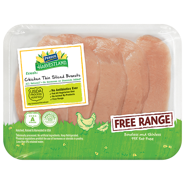 PERDUE® HARVESTLAND® Free Range Boneless Skinless Chicken Breasts Thin Sliced PERDUE® HARVESTLAND® Free Range Boneless Skinless Chicken Breasts Thin Sliced