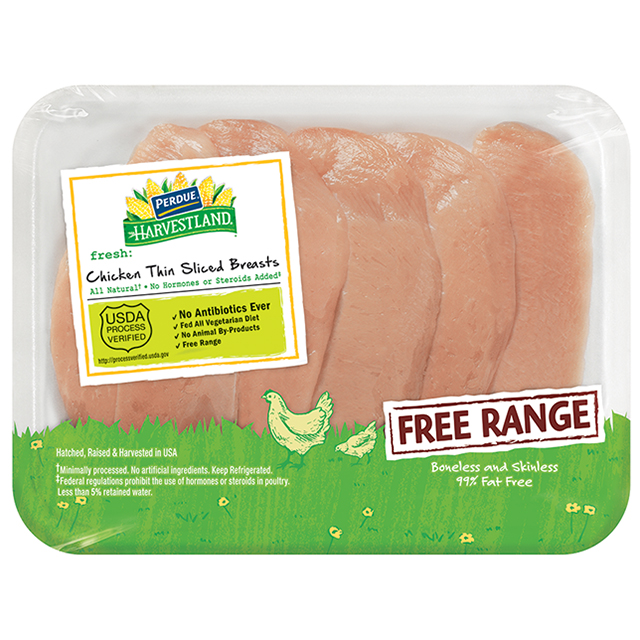 PERDUE® HARVESTLAND® Free Range Boneless Skinless Chicken Breasts Thin Sliced