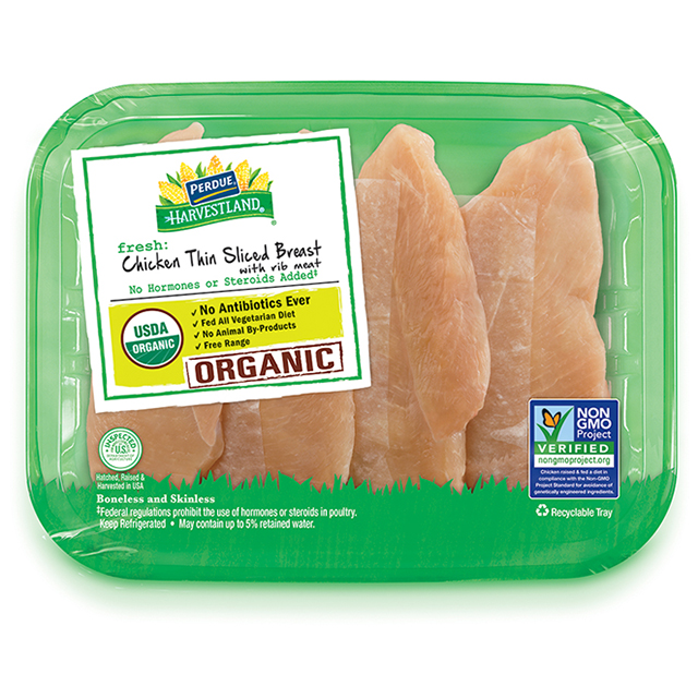 PERDUE® HARVESTLAND® Organic Boneless Skinless Chicken Breasts Thin Sliced PERDUE® HARVESTLAND® Organic Boneless Skinless Chicken Breasts Thin Sliced