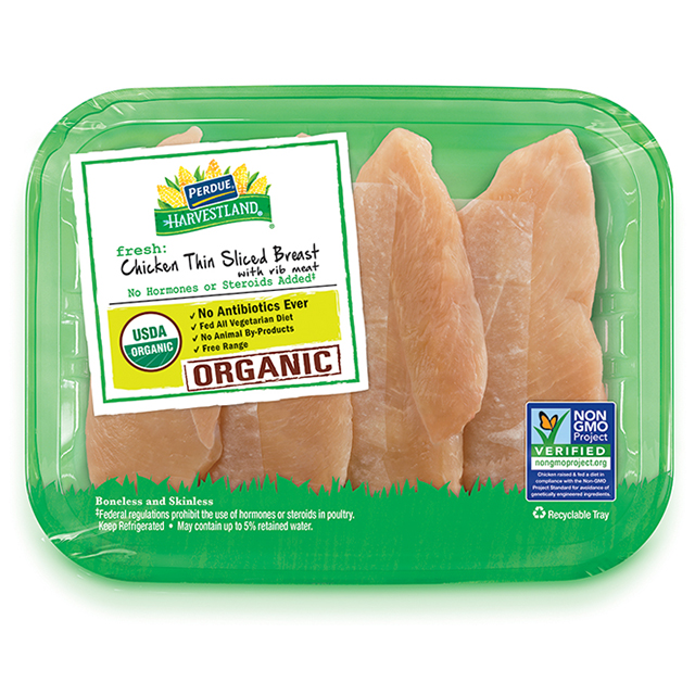 PERDUE® HARVESTLAND® Organic Boneless Skinless Chicken Breasts Thin Sliced) PERDUE® HARVESTLAND® Organic Boneless Skinless Chicken Breasts Thin Sliced