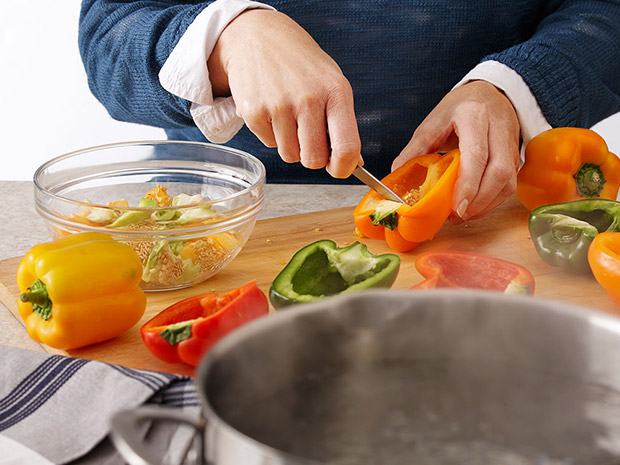 Step 1 Greek Stuffed Peppers With Spinach & Artichoke Step 1