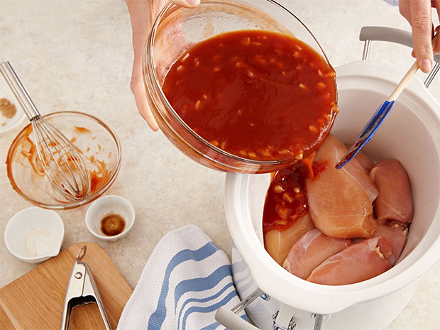 Step 2 Slow Cooker BBQ Chicken Sliders Step 2