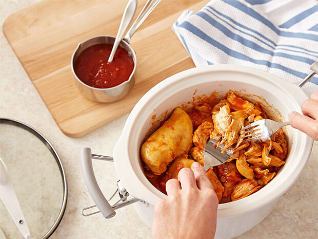Step 3 Slow Cooker BBQ Chicken Sliders Step 3