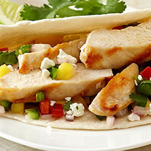 Grilled Chicken Tacos and Spicy Mango Salsa
