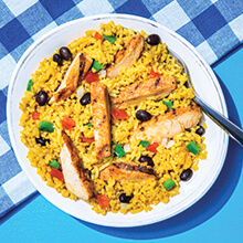 Cheesy Chicken, Beans and Yellow Rice