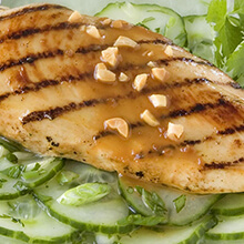 Grilled Peanut Chicken on Cucumber Salad