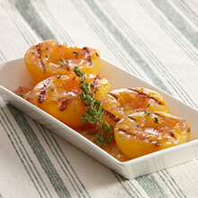 Grilled Peaches with Honey, Thyme and Shallots