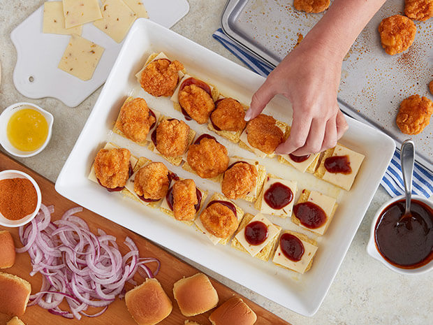 Step 2 BBQ Popcorn Chicken Sliders Step 2