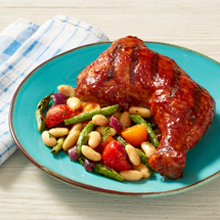 Bourbon Guava Chili Glazed Chicken with Cannellini Salad