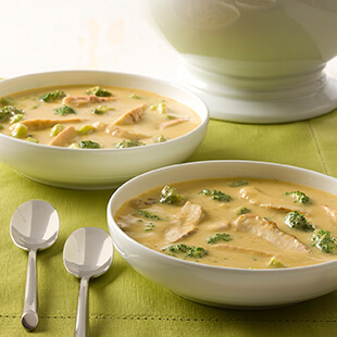 Lightened Up Chicken Cheddar Broccoli Soup