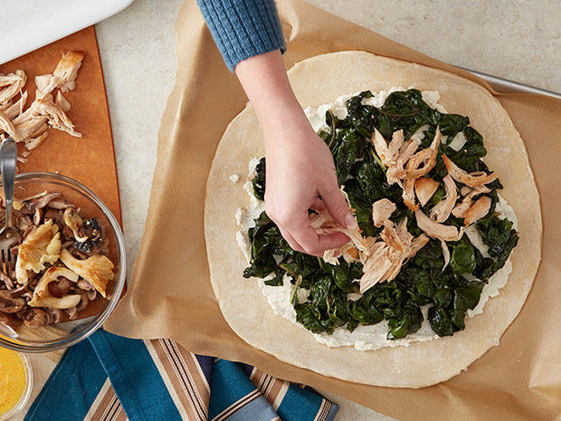 Step 2 Chicken Mushroom Swiss Chard Galette Step 2