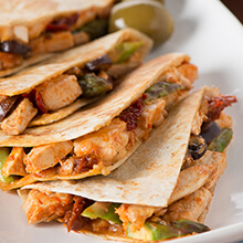 Mediterranean Quesadillas with Chicken and Asparagus