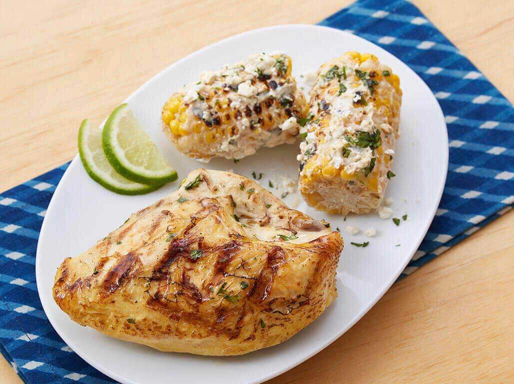 Grilled Cilantro Lime Chicken with Mexican Street Corn Ta Da