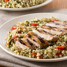 Pesto Couscous Salad with Grilled Chicken and Vegetables