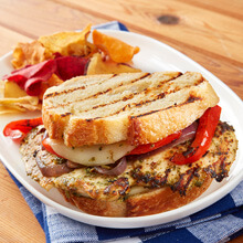 Grilled Vegetable and Pesto Chicken Panini