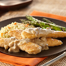 Braised Chicken Tenderloins with Creamy Mushroom Sauce