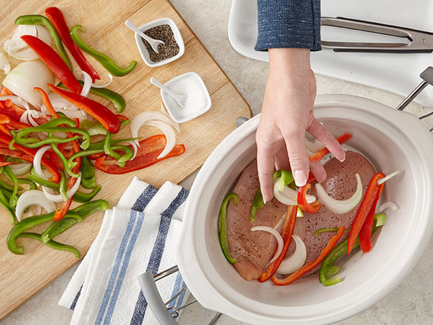 Tasty Slow Cooker Balsamic Chicken with Onions and Peppers Step 1