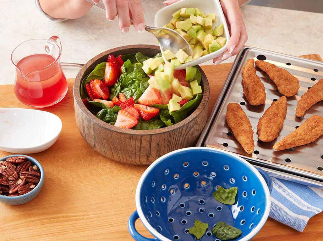 Step 2 Whole Grain Tenders Spinach Salad with Strawberries and Pecans Step 2