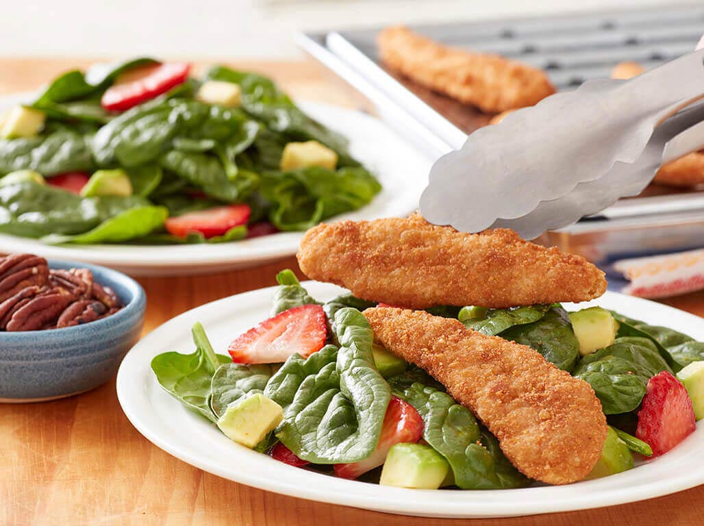 Step 4 Whole Grain Tenders Spinach Salad with Strawberries and Pecans Step 4