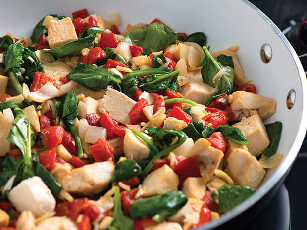 Brunch Bake with Artichokes, Chicken and Roasted Red Peppers Step 1