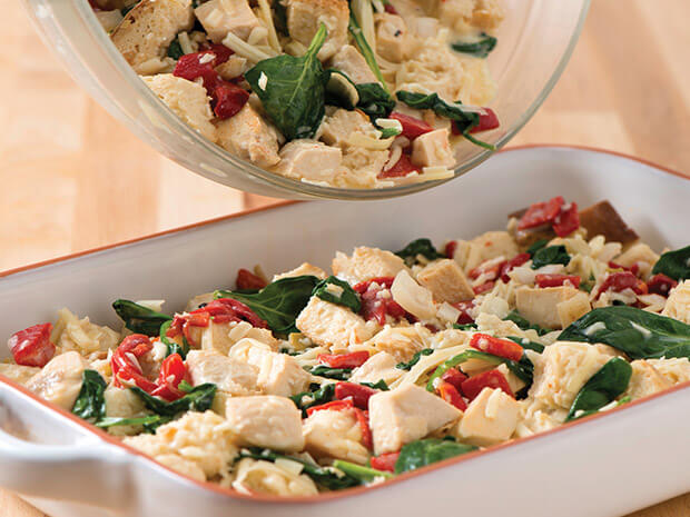 Brunch Bake with Artichokes, Chicken and Roasted Red Peppers Step 2